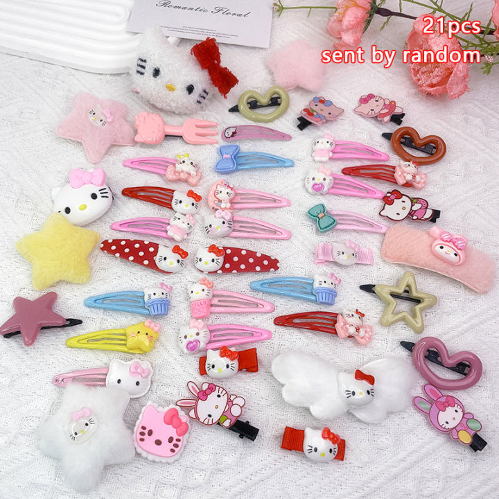 6/12/19/21Pcs Kawaii Hairpin Cartoon Student Hair Clip Children's Hair Accessories Gift For Girls Cute Barrette