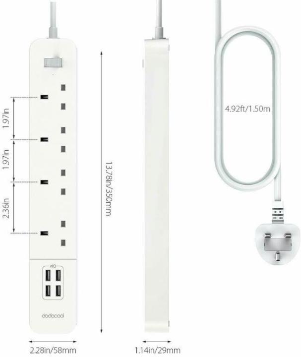 dodocool%20Multiplug%20Extension%20Lead%20with%204%20USB%20Ports%20Surge%20Protection%20Power%20Strip%20with%204.92%20ft%20Extension%20Cord,%20On/Off%20Switch%20LED%20Indicator%20-%20Image%205