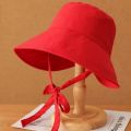 Casual Breathable Lace-up Sunshade Hat Thin UV Protection Wide Brim Fisherman Hat Solid Color Cloth Bucket Cap Outdoor. 