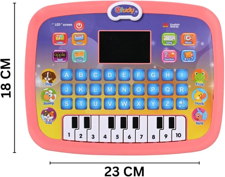 Happy  Educational Learning Kids Laptop Computer Notebook with led Screen Music Fun Toy Activities for Kids 3-10 Year Old (Sound,Albhabet,Words,a b c 1 2 3)