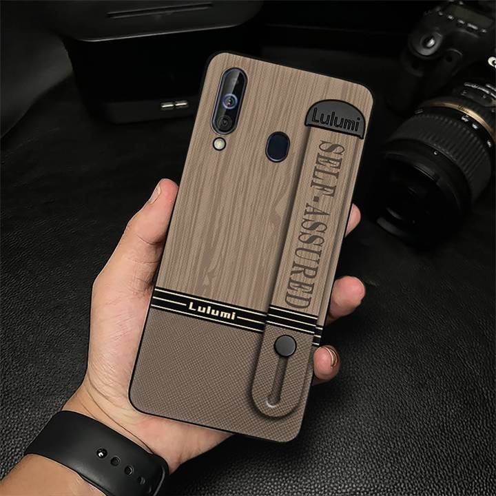 Durable Wrist Strap Phone Case For Samsung Galaxy A60/M40 Kickstand Nature Anti-dust Simple Personality Fashion Design