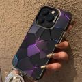 MissConnie Hexagonal Irregular Shape Purple Energy Phone Case Compatible for IPhone 15 11 12 13 14 7 8 Pro Max XR X XS Max Soft Shockproof Cover. 
