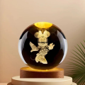 Birthday Gift Night Light Doll Anime Disney 6cm Mickey Mouse Crystal Ball 3D Minnie Mouse Light Base Kawaii Crystal Glass Ball Kids. 