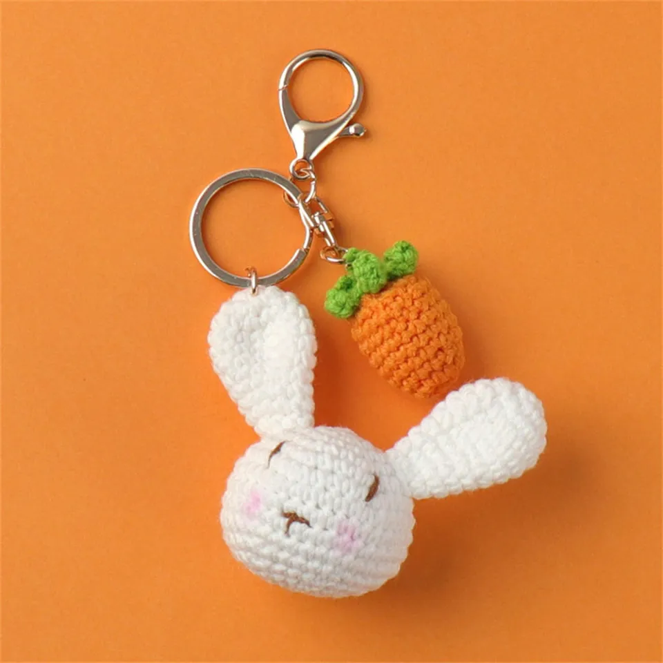 Knitted Wool keychain Soft Handmade Crochet Cute rabbit keyring
