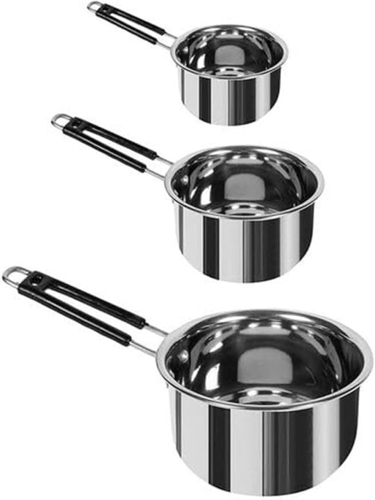Induction Base Stainless Steel Silver Sauce Pan /Milk PAN/Tea PAN 3 Piece Combo Set Capacity:- 1, 1.5, 2 Liter Sauce Pan