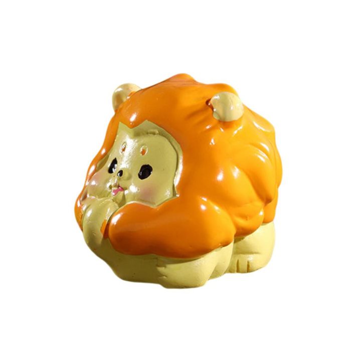 Lion Statue Handmade Resin Mini Cute Animal Miniature Sculpture Ornaments Photography Prop