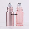 Difutagui 1PCS Glass Roll On Bottle 5/10ml Pink Roller Bottle Essential Profesional Oil Lip Gloss Refillable Tube Empty Jar Glass Perfume Bottle. 