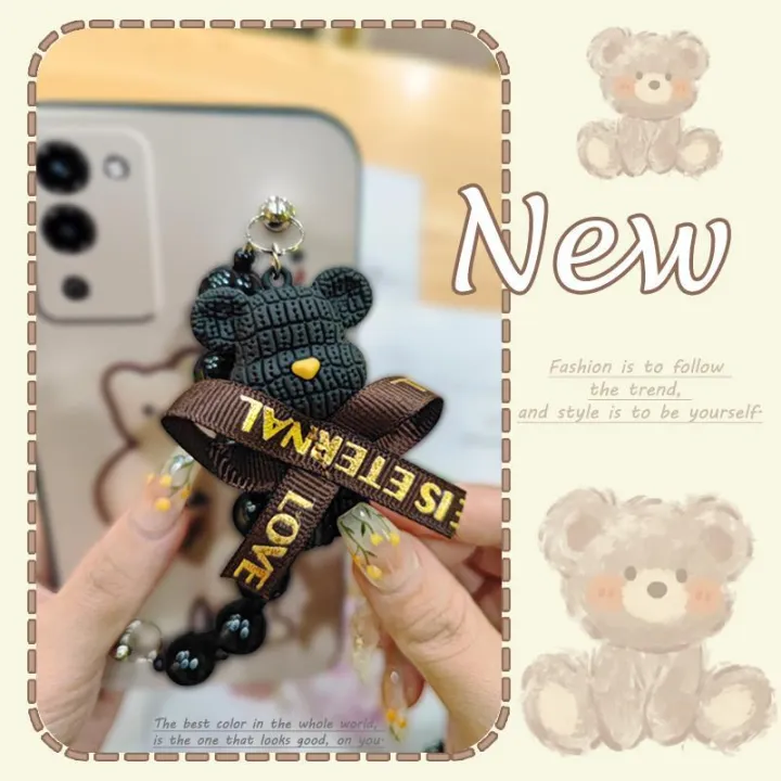 phone%20case%20Black%20pearl%20pendant%20Phone%20Case%20For%20OPPO%20A56%205G%20Waterproof%20Dirt-resistant%20Bear%20bracelet%20soft%20case%20Simplicity%20-%20Image%203