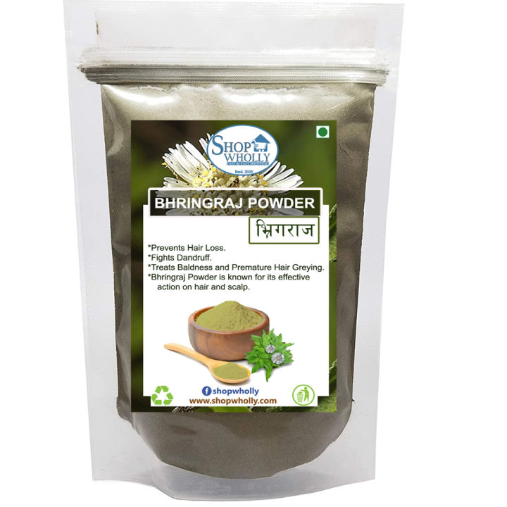 ShopWholly Premium Bhringraj Powder – 100% Natural Ayurvedic Herbal Powder for Hair Growth, Strong Roots & Healthy Scalp – 100g / 200g / 500g
