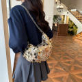 Dumpling Half Moon Shape Bag Large Capacity Sequin Crossbody Bag Sequin Chain for Dinner Party Daily Commute Outdoor Activities. 