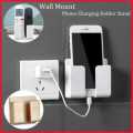 Mobile Phone Charging Hanging Holder Multifunction Wall Mounted Plug Bracket Remote Control Mounted Storage Box. 