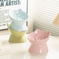 Food Dispenser Ceramic Cat Slow Food Bowl Cute Slanted Mouth Dog Feeding Basin Anti Tipping Creative Pet Drinking Feeder Kitten Puppy. 