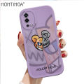 Hontinga for OPPO A55 Back Cover PU Leather Fashion Bear Print Soft Silicone Edge Phone Case. 