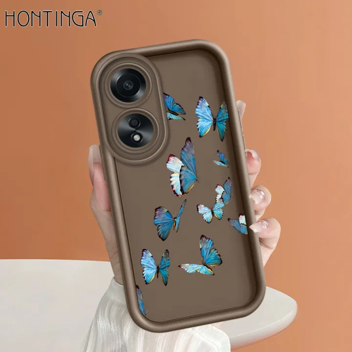 Hontinga%20for%20OPPO%20A58%204G%20Back%20Cover%20Blue%20Butterflies%20Pattern%20Ladder%20Soft%20Camera%20Protection%20Rubber%20Phone%20Case%20-%20Image%202