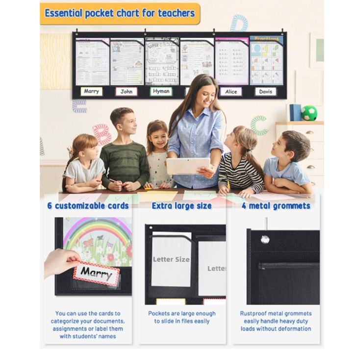 Lightweight%20Sturdy%20Horizontal%20Storage%20Pocket%20Chart%20Wall%20Mounted%20with%206%20Clear%20Pockets%20Homework%20Storage%20Pocket%20Chart%20Durable%204%20Hook%20Hole%20Hanging%20Wall%20File%20Organize%20Homeschool%20Use%20-%20Image%207