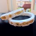 Gold Plated Sankha Pola Bangles For Women Conch Shell With Peacock Design Churi. 