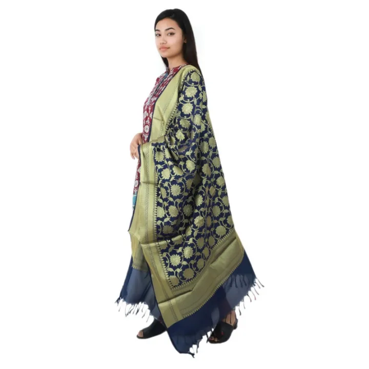 Blue%20Banarasi%20Flower%20Print%20Shawl%20For%20Women%20-%20Image%203