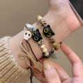 Ceramic Big Eye Cat Bracelets Fashion Adjustable Size Tassels Braided Rope Bracelet Skull Accessories Hand Jewelry Creek. 