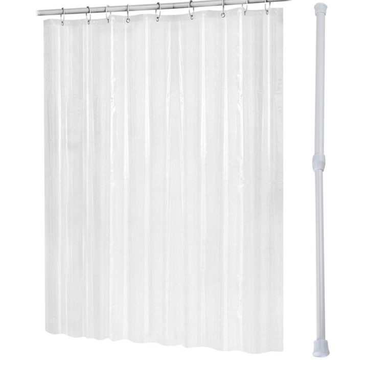 Telescopic Shower Rod Telescopic Rod Rod Shower White 30-50 cm & 180cmx180cm Plastic Peva Shower Curtain