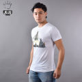 JUJU Wears White Colour Swoyambu Printed Cotton Tshirt For Unisex. 