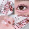Cosmetics Korean Eyeshadow Palette Pink Heart Color 12 Eyeshadow Natural Cool Shade Low Saturation Matte Tray Brown. 