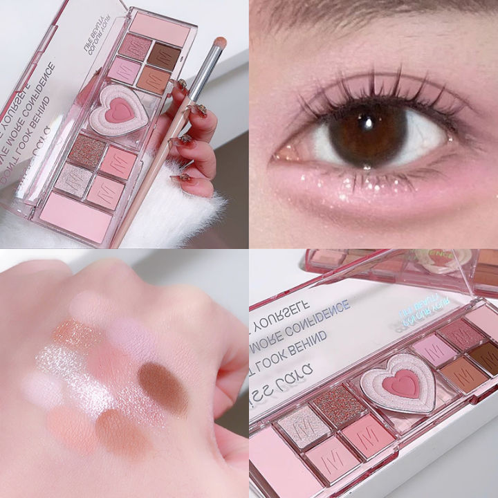 Cosmetics%20Korean%20Eyeshadow%20Palette%20Pink%20Heart%20Color%2012%20Eyeshadow%20Natural%20Cool%20Shade%20Low%20Saturation%20Matte%20Tray%20Brown%20-%20Image%204
