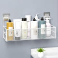 No punch Wall-mounted bathroom shelf Convenient Wall-mounted Shower shampoo rack Kitchen condiment storage basket for Home Hotel College dorm Apartments Organizing toiletries Bathroom Shower Kitchen. 