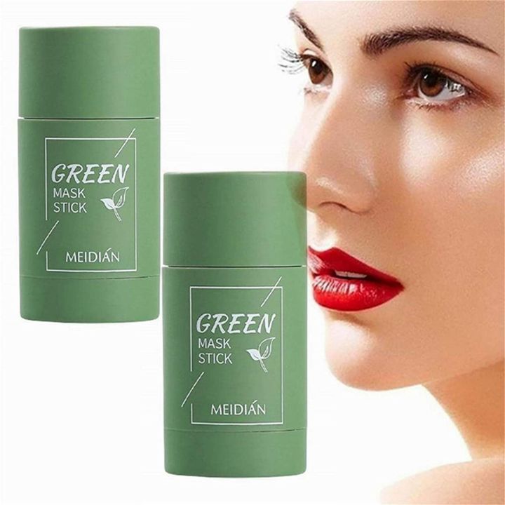Green Mask Stick, Green Tea Purifying Clay Stick Mask Oil Control Solid Mask Deep Cleaning Moisturizing Mask