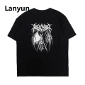Lanyun Y2K Goth Tee WOmen T-shirt Punk Print Dark Grunge Loose Streetwear Bargain price Gothic Y2K Tops Oversized T-shirt Emo Girl Clothes. 
