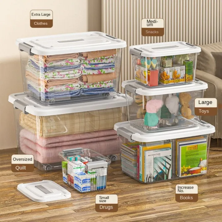 Practical%20Transparent%20Black%20Storage%20Box%20with%20Lid%20Plastic%20Organizing%20Box%20Stackable%20Space%20Saving%20Tote%20Container%20Clothing%20-%20Image%206