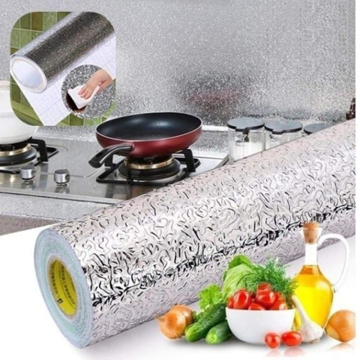 Kitchen Aluminum Wallpaper Oil-Proof Foil Self Adhesive Countertops Sticker(60cm,3m)
