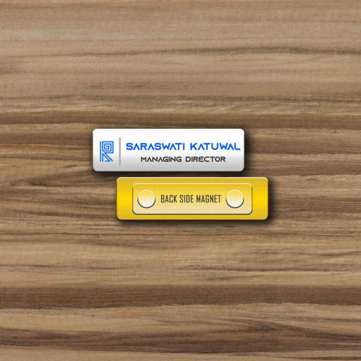Metal Name Badge Glossy Printed with magnet