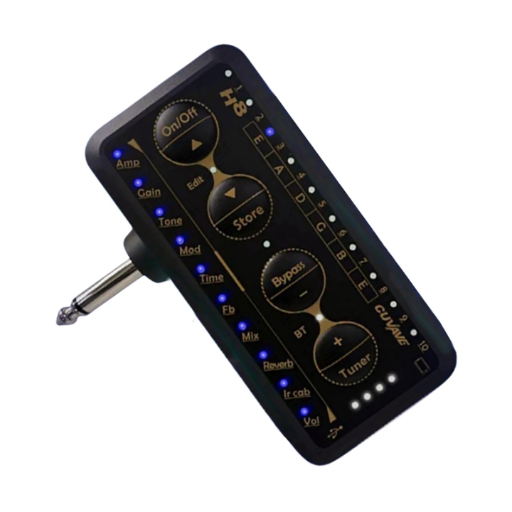 H8 Guitar Headphone Amplifier Portable Rechargeable Mini Headphone Amp Built-in Reverb Effect for Electric Bass