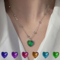 Yuanyan GUFTM New Creative Mood Necklace Color Change Emotion Feeling Temperature Control Heart Pendant Metal Chain Jewelry for Girl. 