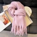 1PC New Soft Winter Cashmere Scarf Solid Color Warm Long Tassel Scarves Mohair Thickened Wrap Shawls For Women Girls. 