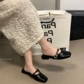 Fashion French Style Women's Half Slippers Lightweight Flat Bottom Women's Low Heels Slippers Soft Leather PVC Outsole Women's Shoes. 