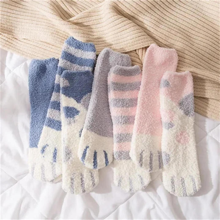 Stripe socks Women's socks Cozy socks Home floor socks Cute socks Cartoon socks Paw socks Girls socks  socks for Sleeping socks Indoor socks Cosy home