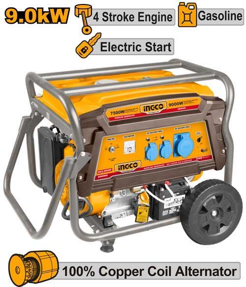 9.0KW Gasoline Generator Starting System Recoil + Electric Ingco Company
