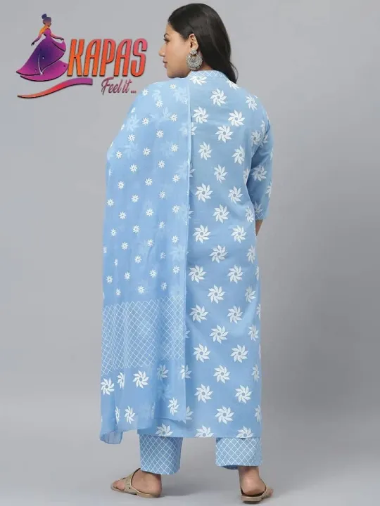 Plus%20Size%20Straight%20Kurta%20With%20Pants%20And%20Dupatta%20By%20Kapas%20-%20Image%203