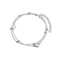 Silver Double Layers Love Heart Bracelets For Women Girls Elegant Birthday MNP. 