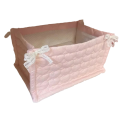 Fabric Quilted Storage Basket Cute Fabric Storage BOX Fabric Home Decoration Pink. 