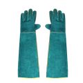 Anti-Bite Safety Gloves Ultra Long Leather Green Pets Grip Biting Protective Gloves. 
