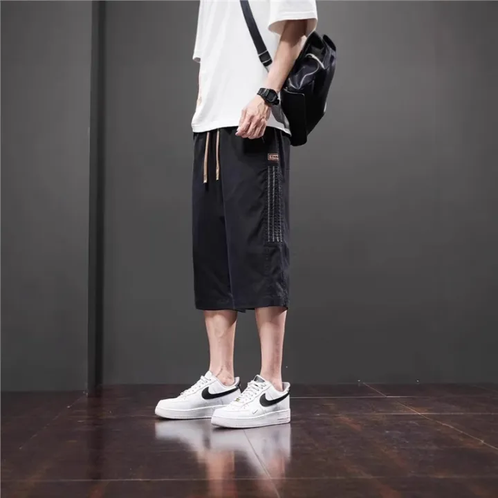 Casual%20pants%20men's%202025%20summer%20thin%20ice%20silk%20sports%20cropped%20pants%20trendy%20brand%20loose%20casual%20shorts%20-%20Image%203