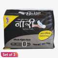 Nari Sanitary Pads Whole Night Pack XXL-320MM 8 Pcs With Ultra Extra Wings Set Of 3. 