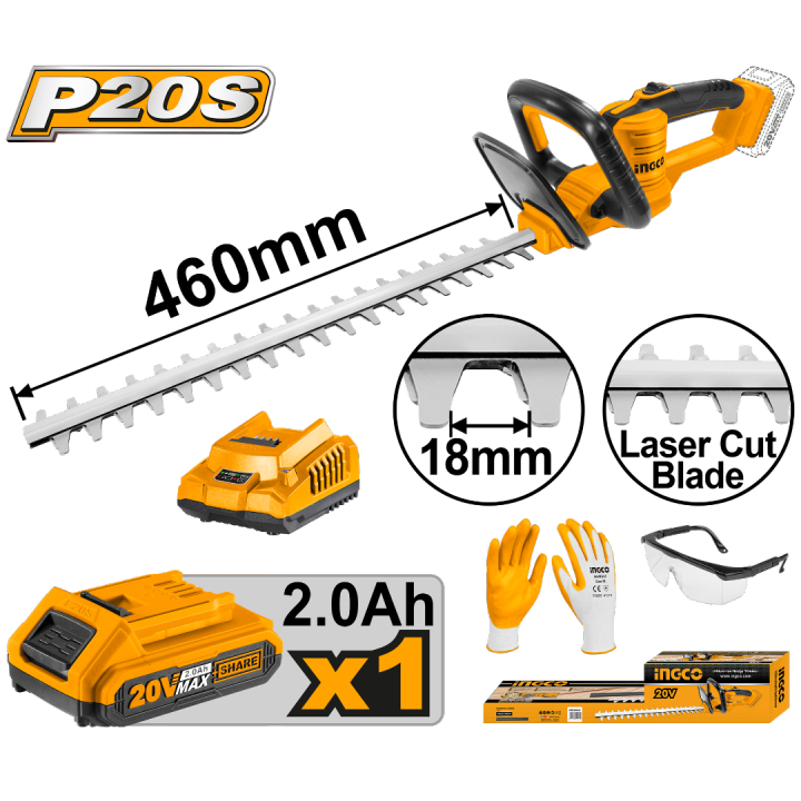 Ingco Power Cordless Grass Hedge Trimmer 20V Function Summer Product