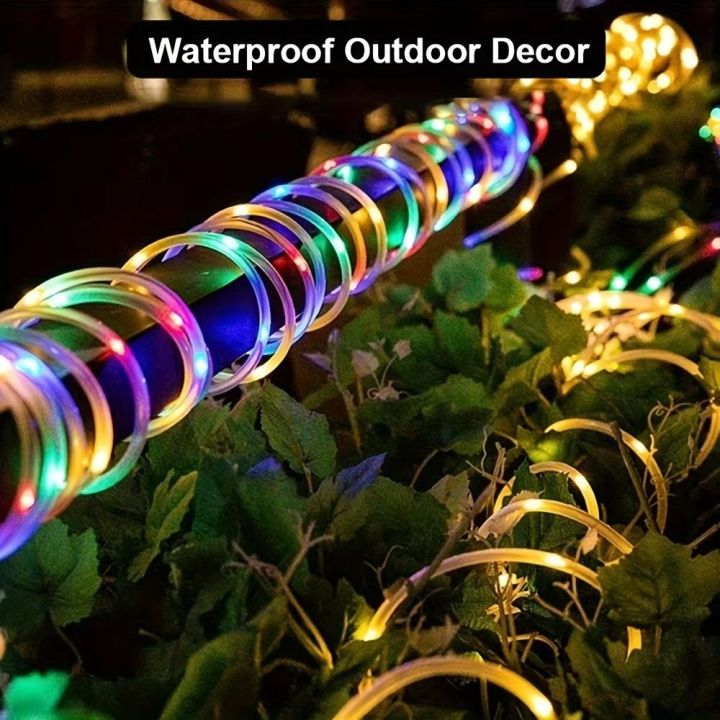 Garland Light 50LEDs Solar Tube Rope Light Waterproof 3 Color LED ...