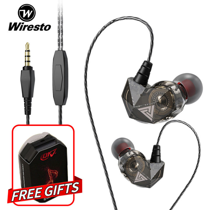 Wiresto QKZ AK2 Inear Headphones Diamond Wired Metal Heavy Bass Noise