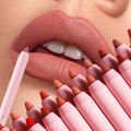 12 Colors Nude Matte Lipstick Pen Lip Liner Pencil Waterproof Long Lasting Lipgloss Plum Pink Plump Lip Stain Korean Makeup. 