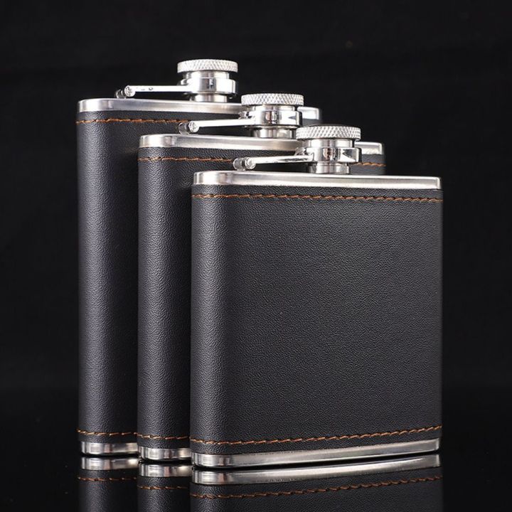Portable Stainless Steel Hip Flask PU Leather Wrapped 9oz Whisky Flagon Leakproof Liquor Flask Wedding Party
