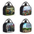 New Large Capicity Roblox Lunch Bag Anime Figure Thermal Children Lunch Box Bag Portable Cartoon Meal Bag Student Worker. 